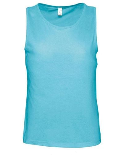 Sol's Justin Mouwloze Tank / Vest Top (blauw Atol)