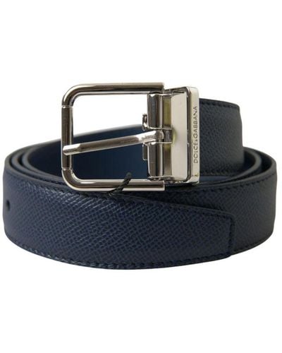 Dolce & Gabbana Metal Buckle Leather Belt - Blue