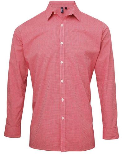 PREMIER Microcheck Long Sleeve Shirt (/) Cotton - Pink