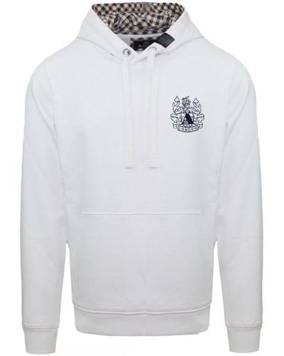 Aquascutum Branded Hood Hoodie - White