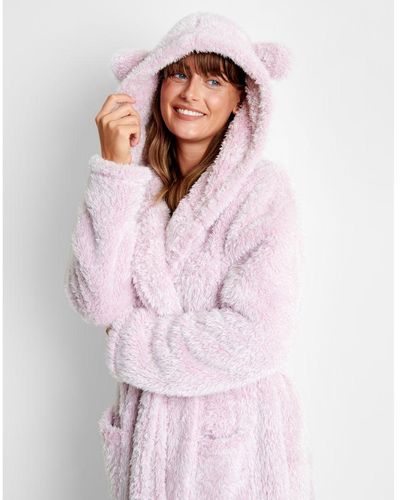 Threadbare Pink 'teddy' Hooded Dressing Gown