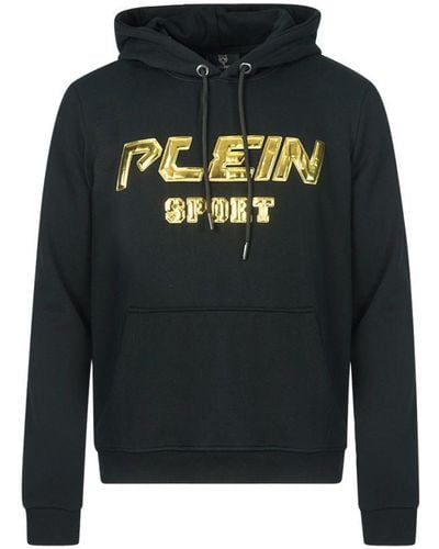 Philipp Plein Plein Sport Gouden Logo Zwarte Hoodie