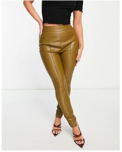 ASOS Hourglass Pintuck Faux Leather Trouser - Green