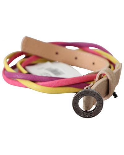 CoSTUME NATIONAL Multicolour Twisted Leather Circle Buckle Belt Faux Leather - Pink