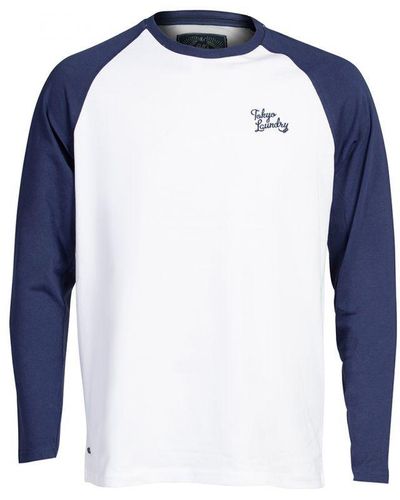 Tokyo Laundry White Raglan Long-sleeve T-shirt Cotton - Blue