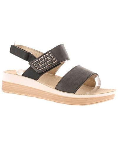 Inblu Wedge Sandals Incept Touch Fastening - Metallic