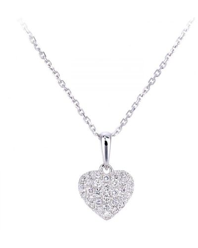 DIAMANT L'ÉTERNEL 9Ct Diamond Heart Cluster Pendant Necklace - White