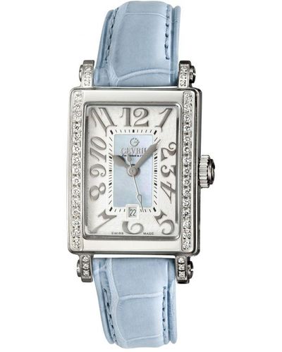 Gevril 8247Ne Super Mini Quartz Mother Of Pearl Diamond Watch - Blue