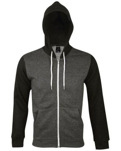 Sol's Full Zip Hooded Sweatshirt / Hoodie ( Marl) - Black