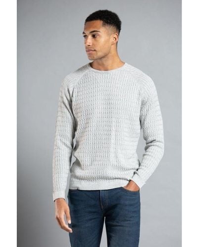 Nines Light Cotton Long Sleeve Crew Neck Knitted Jumper - Grey