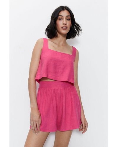 Warehouse Linen Shorts Viscose - Pink