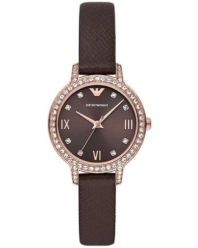 Emporio Armani Cleo Watch Ar11555 Leather (Archived) - Brown