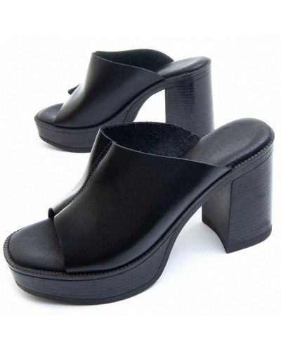 Purapiel Heel Sandal Purasandal26 In Black Leather - Blue