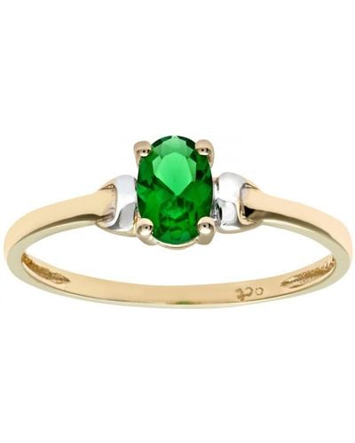 DIAMANT L'ÉTERNEL 9ct Geel- En Witgouden Ring Met Zirkonia-smaragdgroene Geboortesteen