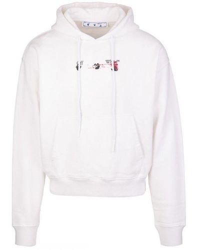 Off-White c/o Virgil Abloh Off- Acrylic Arrow Painted Logo Hoodie - White