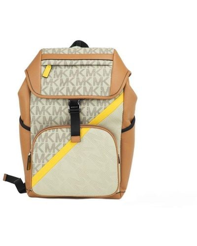 Michael Kors Signature Cooper Sport Flap Chino Large Backpack Bookbag Bag Leather - Metallic