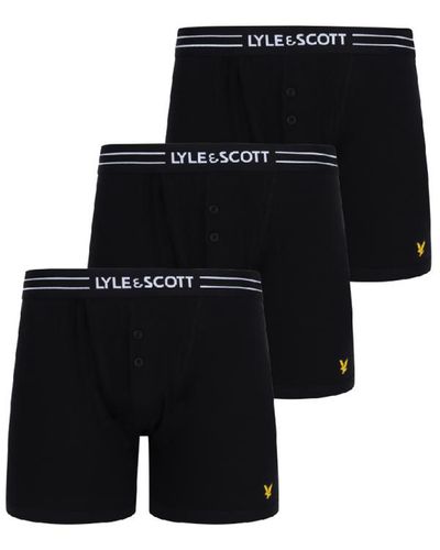Lyle & Scott Lewis 3 Pack Button Fly Trunks - Black
