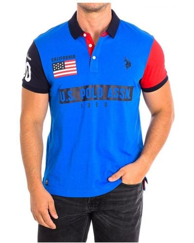 U.S. POLO ASSN. Sunwear Short Sleeve Shirt With Contrast Lapel Collar 58877 - Blue