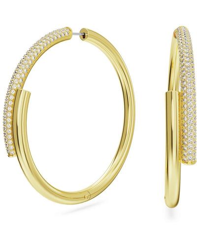 Swarovski 'Dextera' Plated Metal Hoop Earrings - Metallic