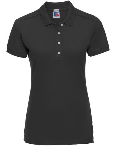 Russell Ladies Stretch Short Sleeve Polo Shirt () - Black