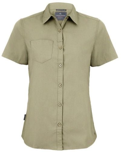 Craghoppers Ladies Expert Kiwi Short-Sleeved Shirt (Pebble) - Green