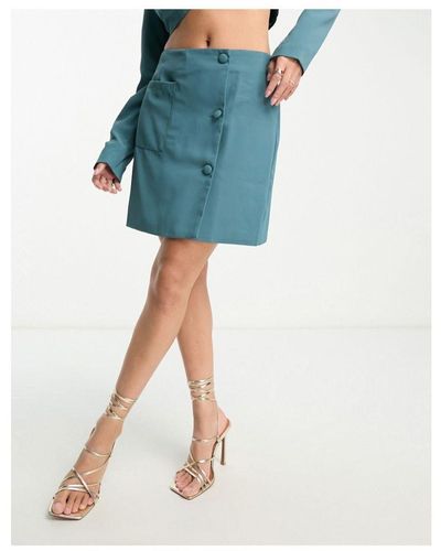 Lola May Tailored Mini Skirt Co-Ord - Blue