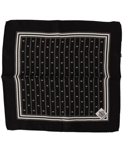 Dolce & Gabbana Black Patterned Silk Square Handkerchief Scarf