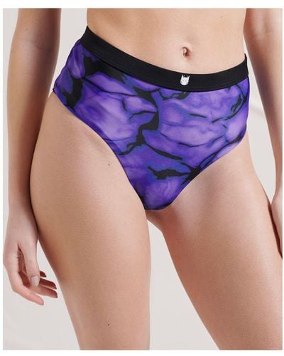 Superdry Energy High Waisted Brief Bikini Bottom - Purple