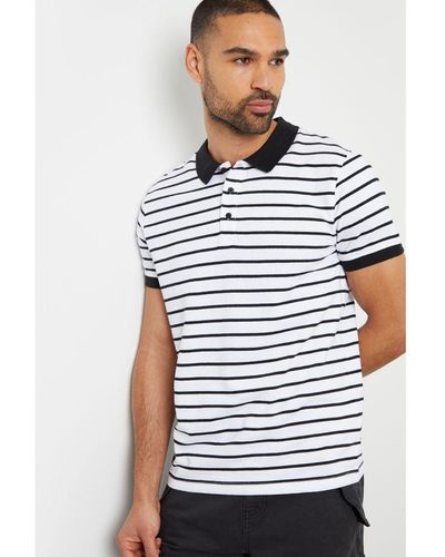 Threadbare 'Kasper' Cotton Striped Polo Shirt - White