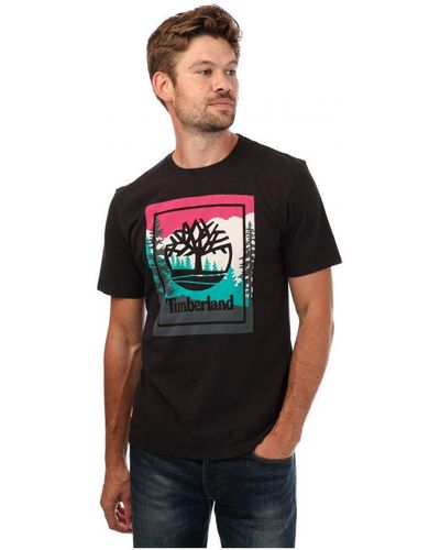 Timberland Outdoor T-shirt Met Print Voor , Zwart - Rood