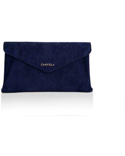 Carvela Kurt Geiger Clutch Bag Navy Suedette Megan Envelope in