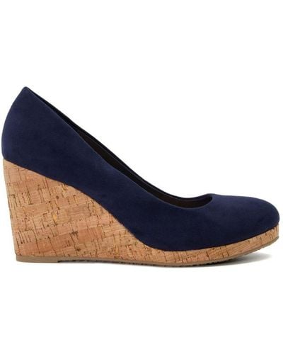 Dune Ladies Annabels - Wedge Heel Espadrille Shoes Leather - Blue