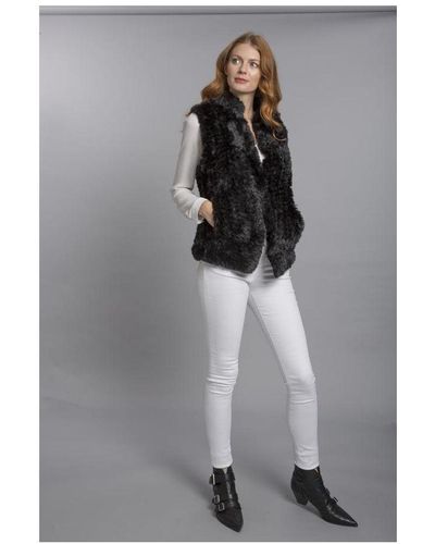 Jayley Hand Knitted Faux Fur Gilet - Grey