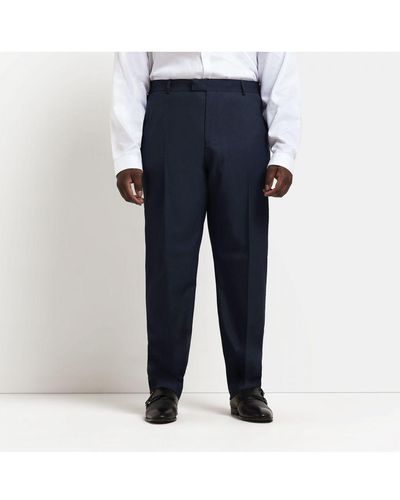 River Island Suit Trousers Big & Tall Skinny Fit Cotton - Blue
