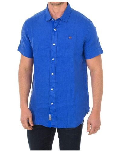 Napapijri Short Sleeve Shirt With Lapel Collar Np000If1 - Blue