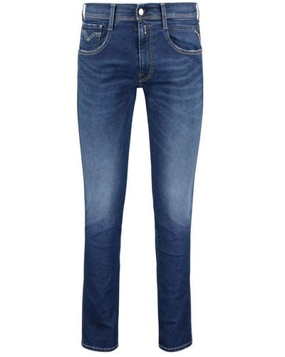 Replay Anbass Slim Fit Tapered Stretch Jeans - Blue