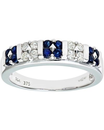 DIAMANT L'ÉTERNEL 9ct Witgouden Saffier En Diamant Fancy Eternity Ring - Blauw