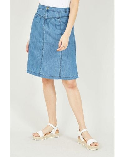 Yumi' Chambray Skirt Cotton - Blue