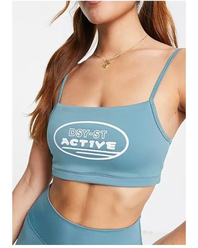 Daisy Street Active Light Support Sports Bra In Blue