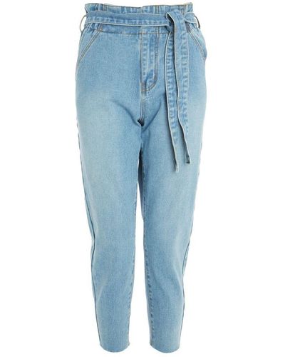 Quiz Petite Blue Paper Bag Jeans Cotton