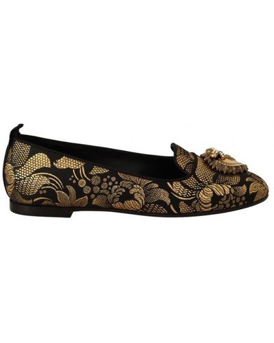 Dolce & Gabbana Amore Heart Loafers Flats Shoes Leather - Black