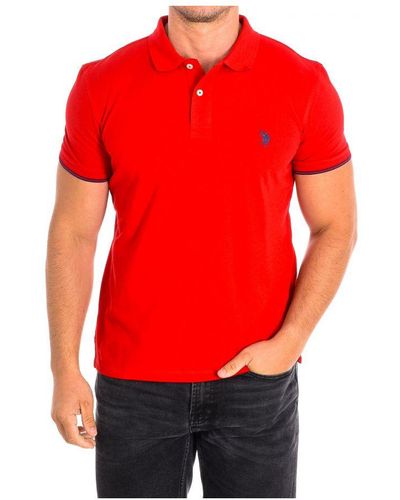 U.S. POLO ASSN. Ntpe Short Sleeve With Contrasting Lapel Collar 64647 - Red