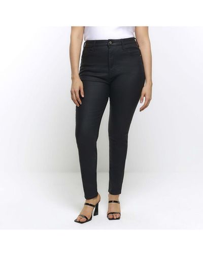 River Island Skinny Jeans Plus High Waisted Viscose - Black