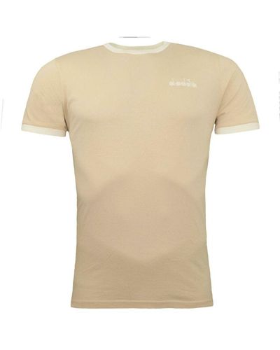 Diadora Logo Beige T-shirt Cotton - Natural