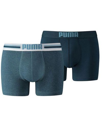 PUMA Placed Logo Boxer 2 Pack - Blue
