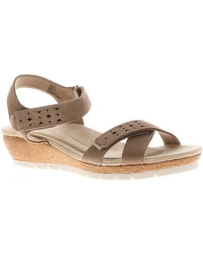 Free Spirit Sandals Low Wedge Kit Touch Fastening Taupe - Brown