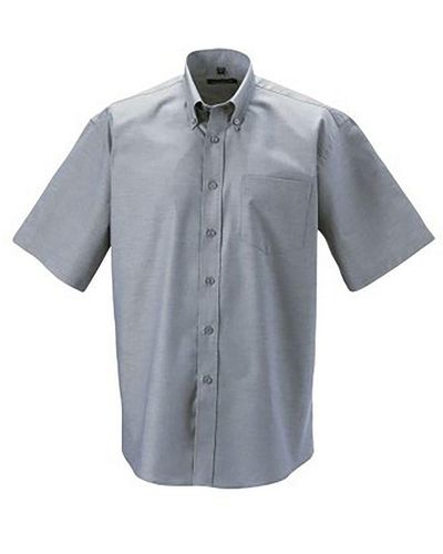 Russell Collection Short Sleeve Easy Care Oxford Shirt () - Grey