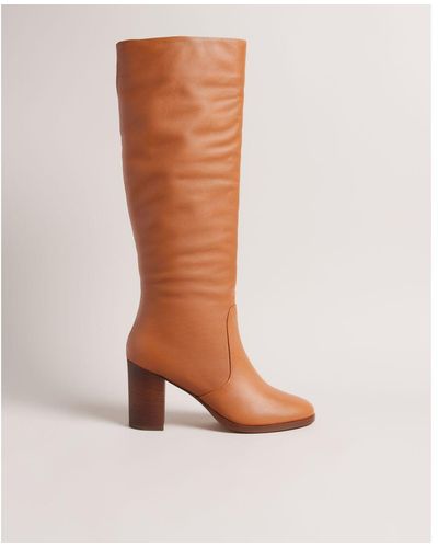Ted Baker Shannie Heeled Knee High Leather Boot - Brown