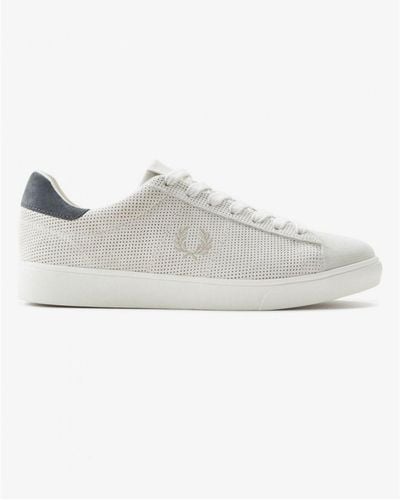Fred Perry Spencer Perforated Suede Trainers - White