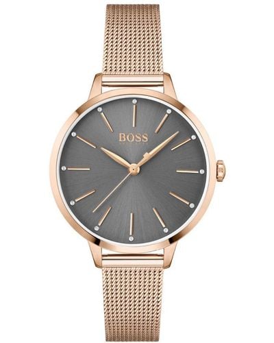 BOSS Symphony Rose Gold Watch 1502613 Stainless Steel - Grey